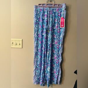 Lilly Pulitzer S NWT lounge pants elastic waist with draw string My Fans print